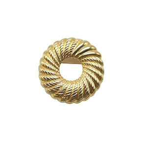 Monet Spinning Large Swirl Lines Ribbed Brooch Pin Gold Tone Vintage